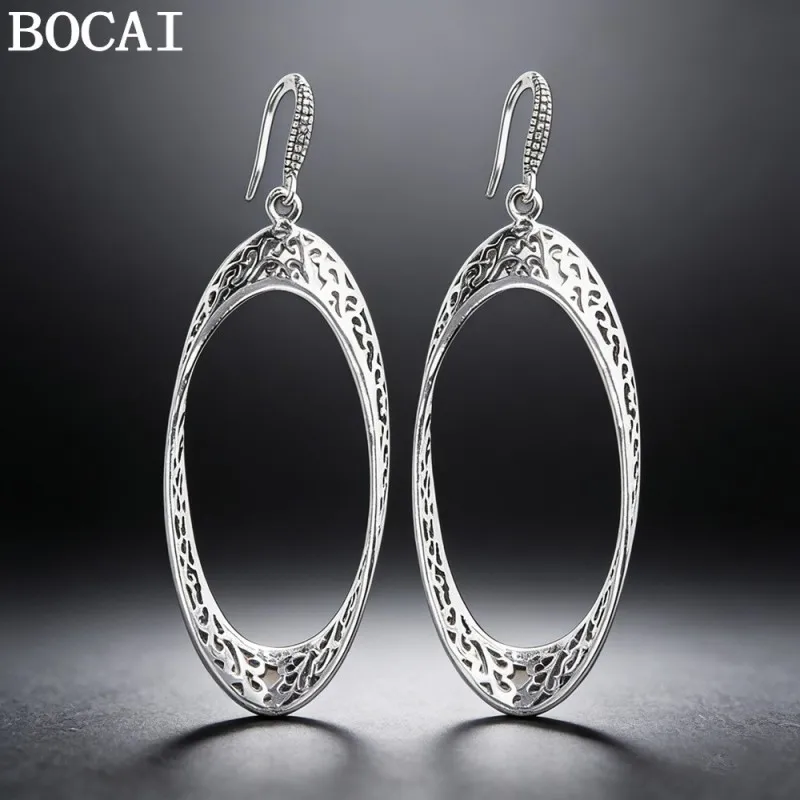 

Серьги женские BOCAI S925 из стерлингового серебра в ретро-стиле с ажурным узором в индонезийском стиле