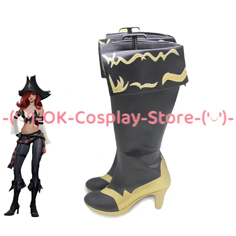 Miss Fortune Cosplay Shoes LOL the Bounty Hunter Cosplay Props PU Shoes Halloween Carnival Boots  Custom Made