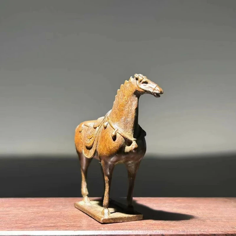 تقليد العتيقة الصينية تانغ الحصان البرونزية النحت زينة غرفة المعيشة المنزلي سطح المكتب طاولة شاي الشاي الحيوانات الأليفة الحرف الحلي
