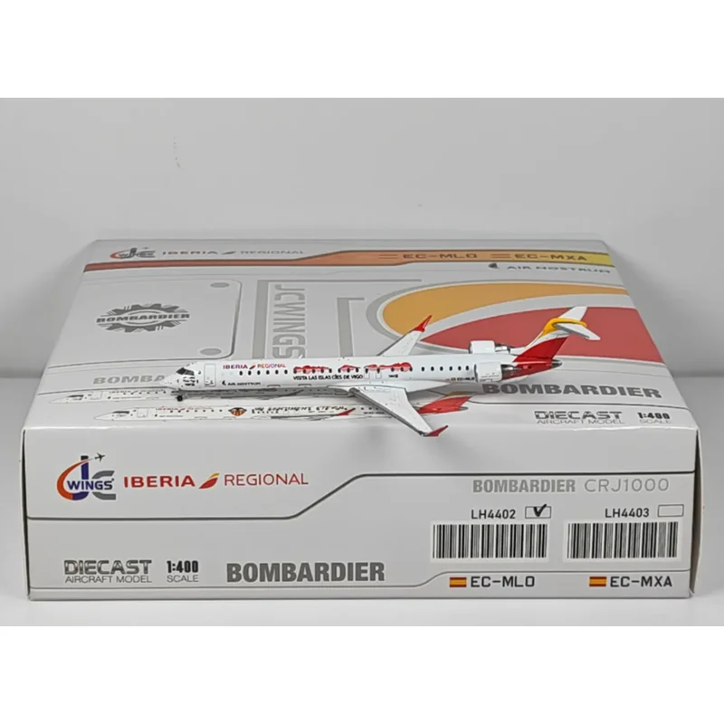 JC Wings 1/400 Scale Spanish Iberia Airlines CRJ-1000ER EC-MLO Die-cast Alloy Aircraft Model Collectible Decorative Ornament