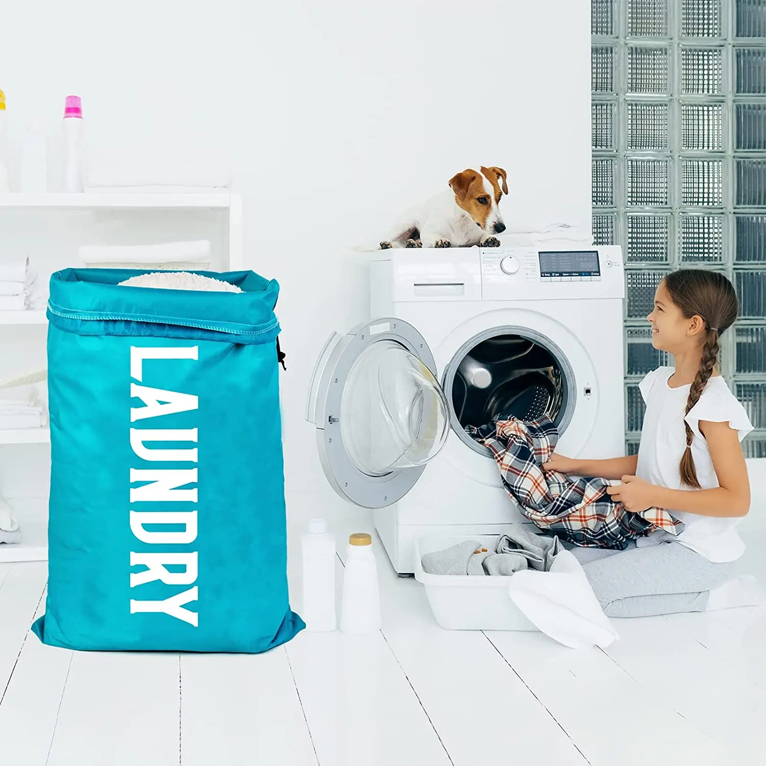 Nylon Laundry Bag Travel Storage Pouch Machine Washable Dirty Clothes Organizer Folding Wash Drawstring Bag Bathroom Accessories