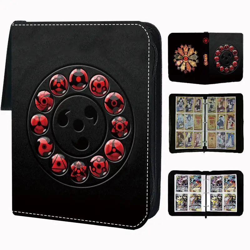 ナルトカードバインダー 4/9ポケットトレーディングカードホルダー アニメカードバインダー 50枚のインナーページ付き ジッパーホルダー 最大900枚収納可能 おもちゃギフト