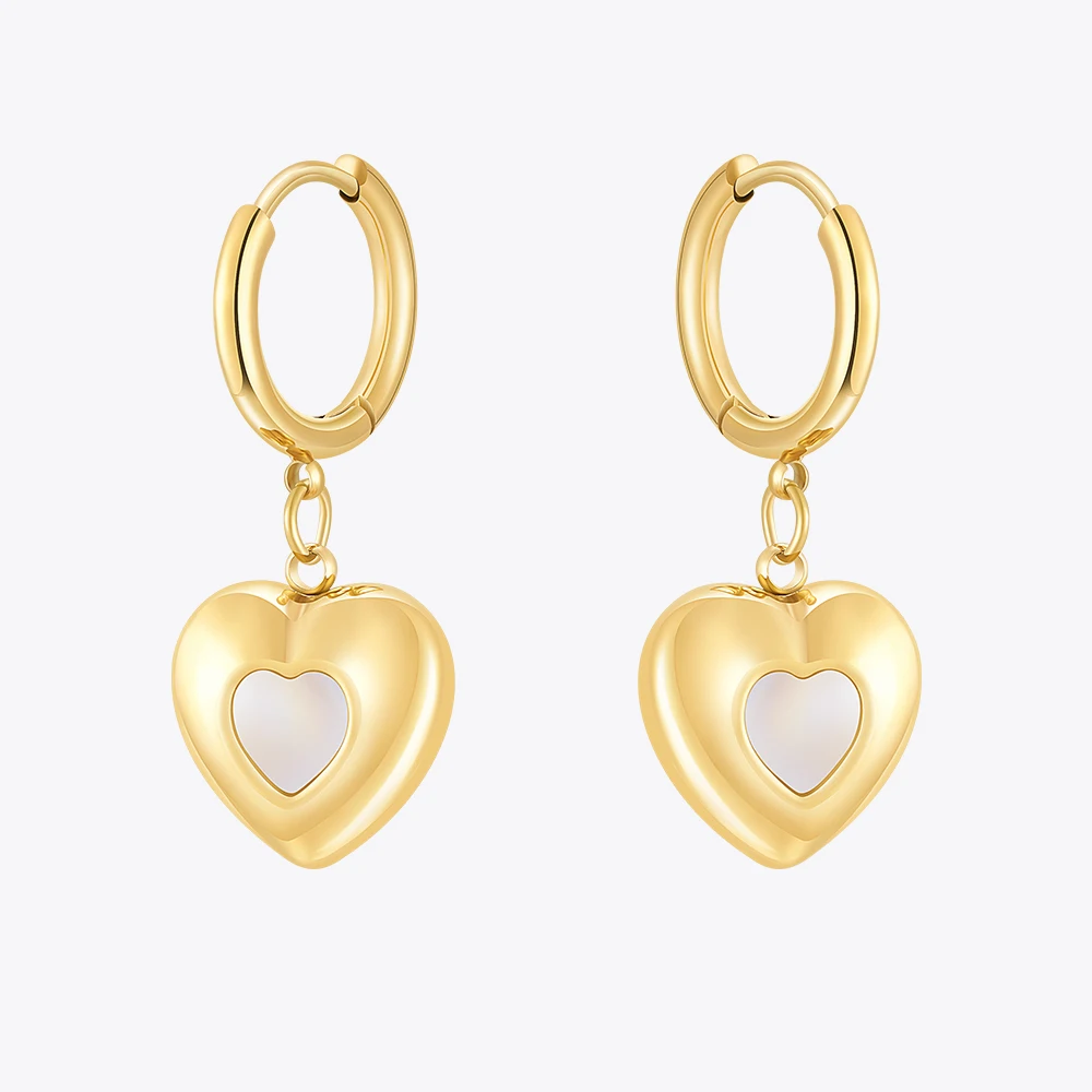 

ENFASHION Aretes De Mujer Heart With Shell Drop Earrings For Women 18K Gold Plated In Earings Fashion Cute Luck Jewelry E241536