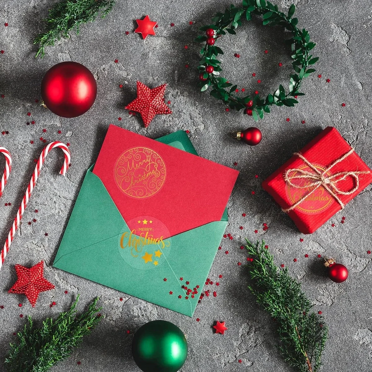 500 STKS 1 Inch Ronde Transparante Vrolijk Kerstfeest Stickers-Zelfklevende Vakantie Decor Stickers voor Bruiloft Feestelijke Benodigdheden