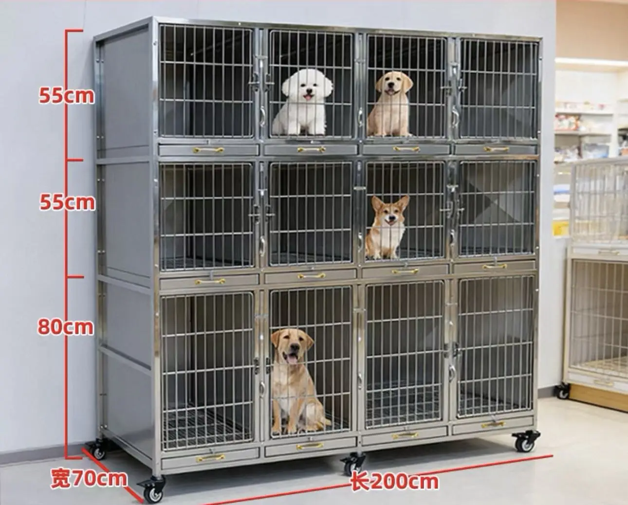 STLFMultifunction Heavy Duty Modular Stainless Steel Hotel Puppy Large Dog Kennel Crate Cage Bank Cages Crates Kennels