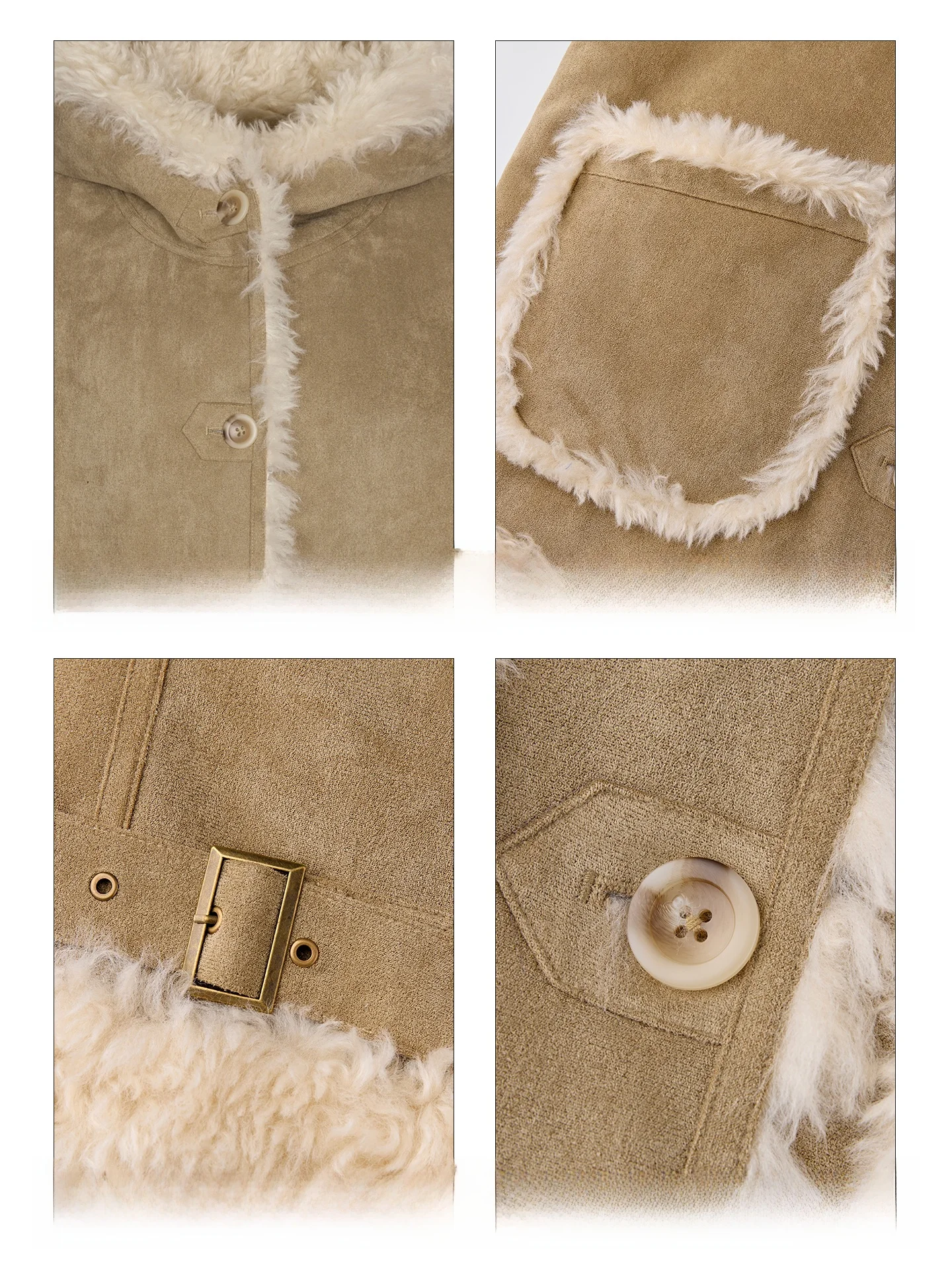 เสื้อแจ็คเก็ตหนังกำมะหยี่ขนสัตว์สองด้าน LOLOL สำหรับผู้หญิง ฤดูหนาว สไตล์เรโทร  แบบมีซับใน  ดีไซน์กระเป๋าแบบมีฝาปิด ให้ความอบอุ่น