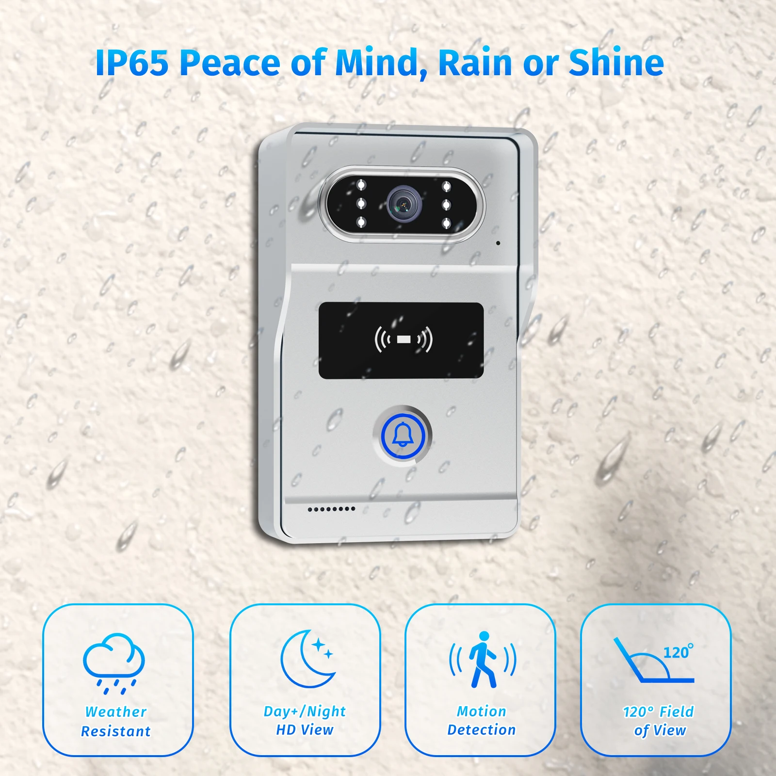 Smart Video Intercom System 7 Inch, HD Outdoor Camera with Night Vision, 2-Way Talk & Waterproof Design for Home/Gate Access