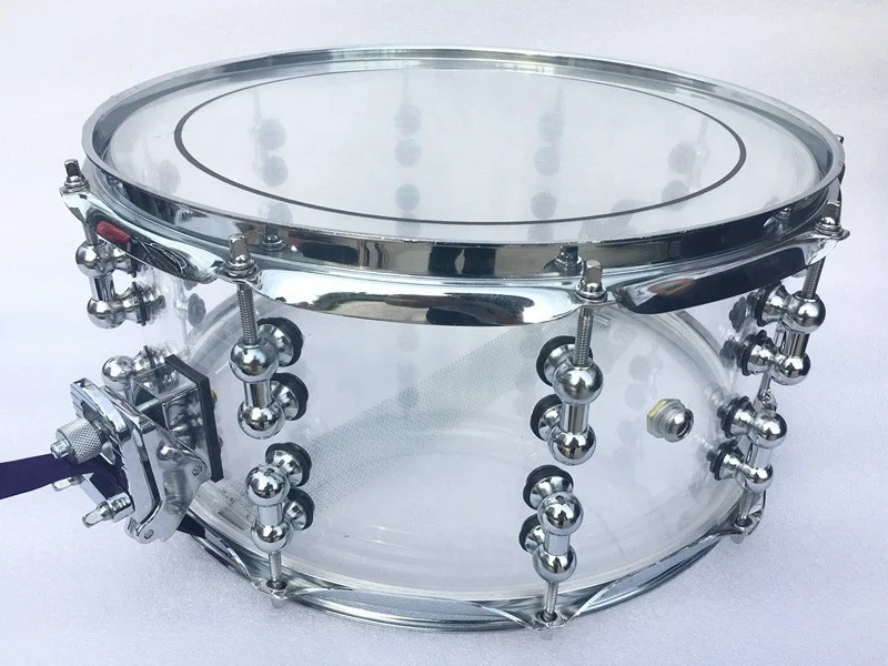 Wholesale price 14*6.5 inch /14* 5.5 inch transparent acrylic snare drum accept customize size popular drum set