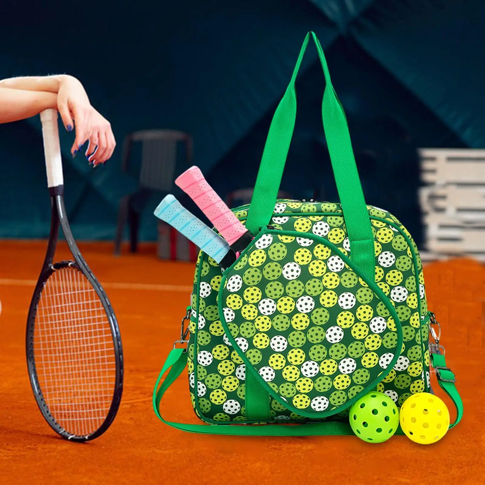 

Tennis Bag with Adjustable Strap Multipurpose Pickleball Paddle Shoulder Bag