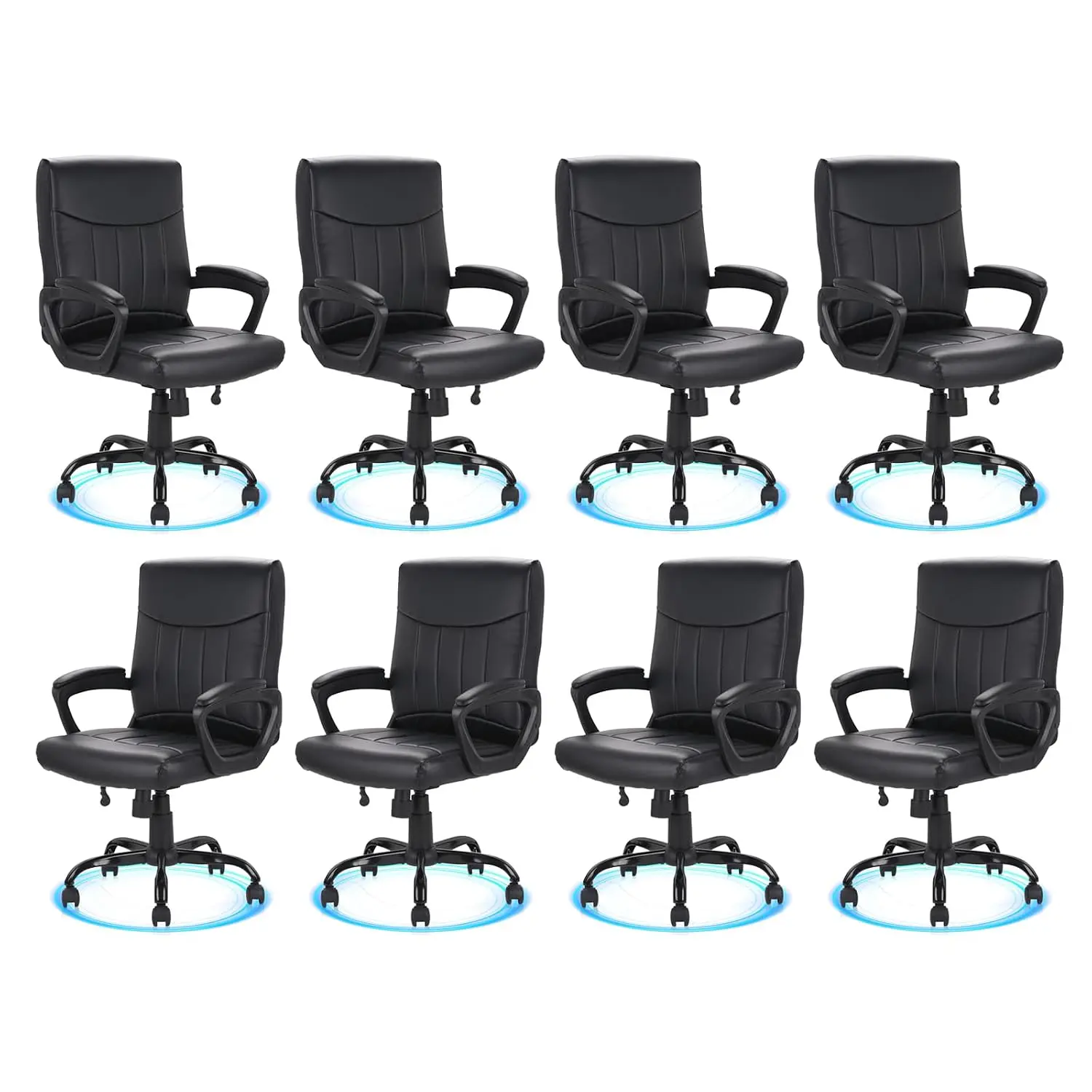 Leather Executive Office Chair with Lumbar Support & Padded Armrests, Swivel Ergonomic Mid Back Computer Desk Chair