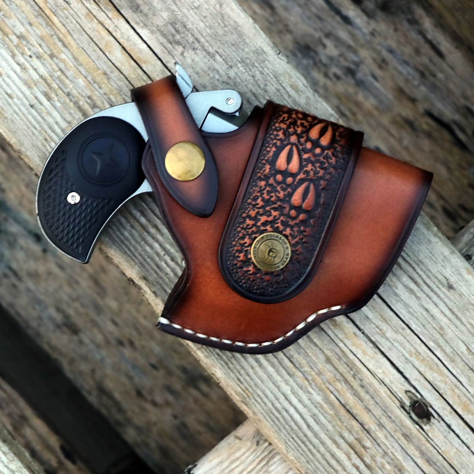 Tourbon Hunting Handmade Leather Handgun Holster Pistol Belt Holder Fit for Bond Arms 357 .22 Barrel Brown Shooting