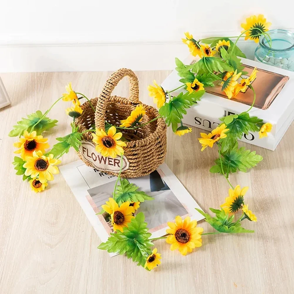 Lifelike Sunflower Garland Artificial Flower Garland Long-lasting Maintenance-free Premium Silk Material Easy To Use