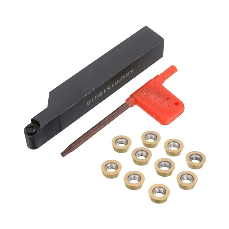 SRAPR1616H10 CNC Lathe Tool Holder +10 Pcs RPMT10T3MO Blade Combination Set