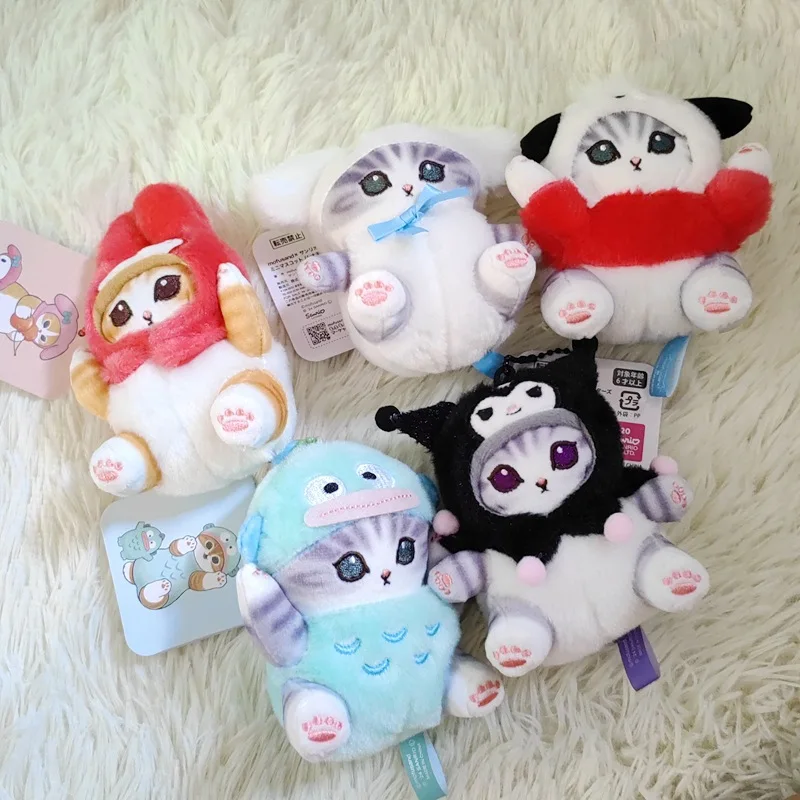 Sanrio Cross Dressing Cat Doll Keychain Toy Kuromi Cinnamoroll My Melody Cartoon Backpack Pendant Cute Children's Christmas Gift