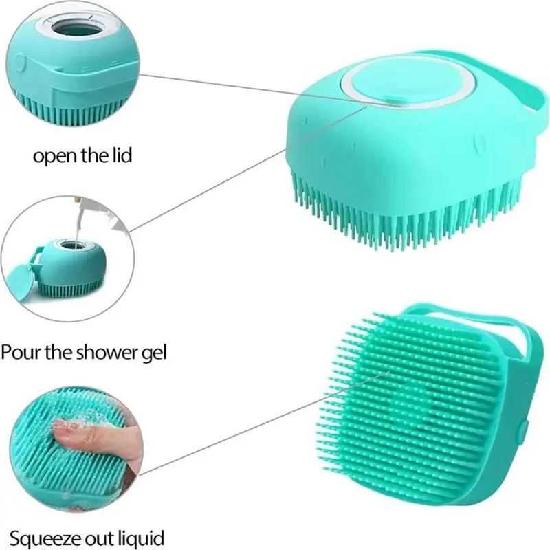 Silicone Brush For Dog and Cat Pet Bathroom Washing Massage Dispenser Grooming Shower Brush Comb