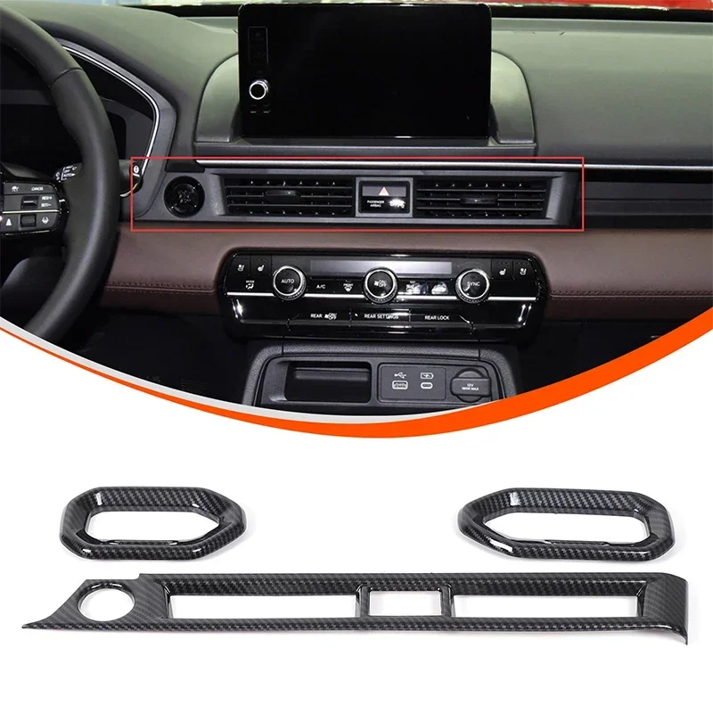 

For Honda Pilot 2023-2024 ABS Carbon Fiber Car Center Control Side Air Outlet Frame Cover Trim Sticker Car Accessories