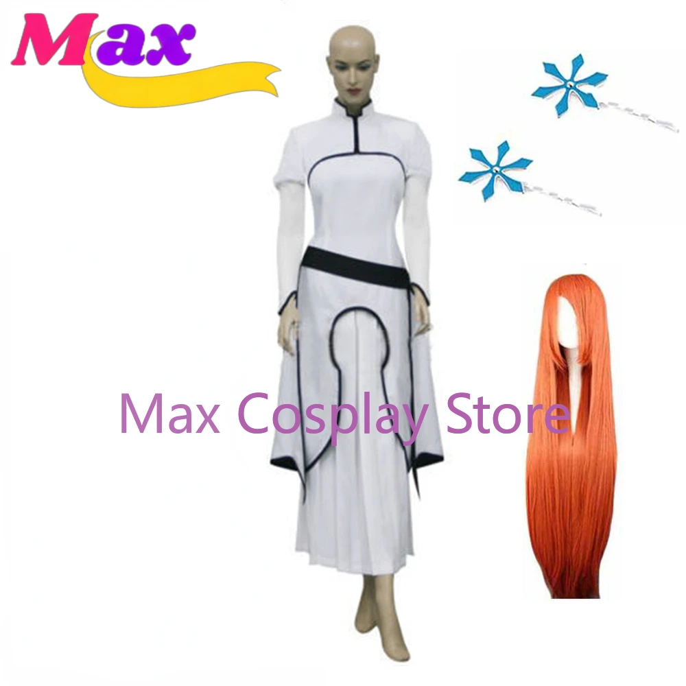 

Max Cos Anime Orihime Inoue Arrancar Cosplay Costume White Dress Custom Halloween Custom Made