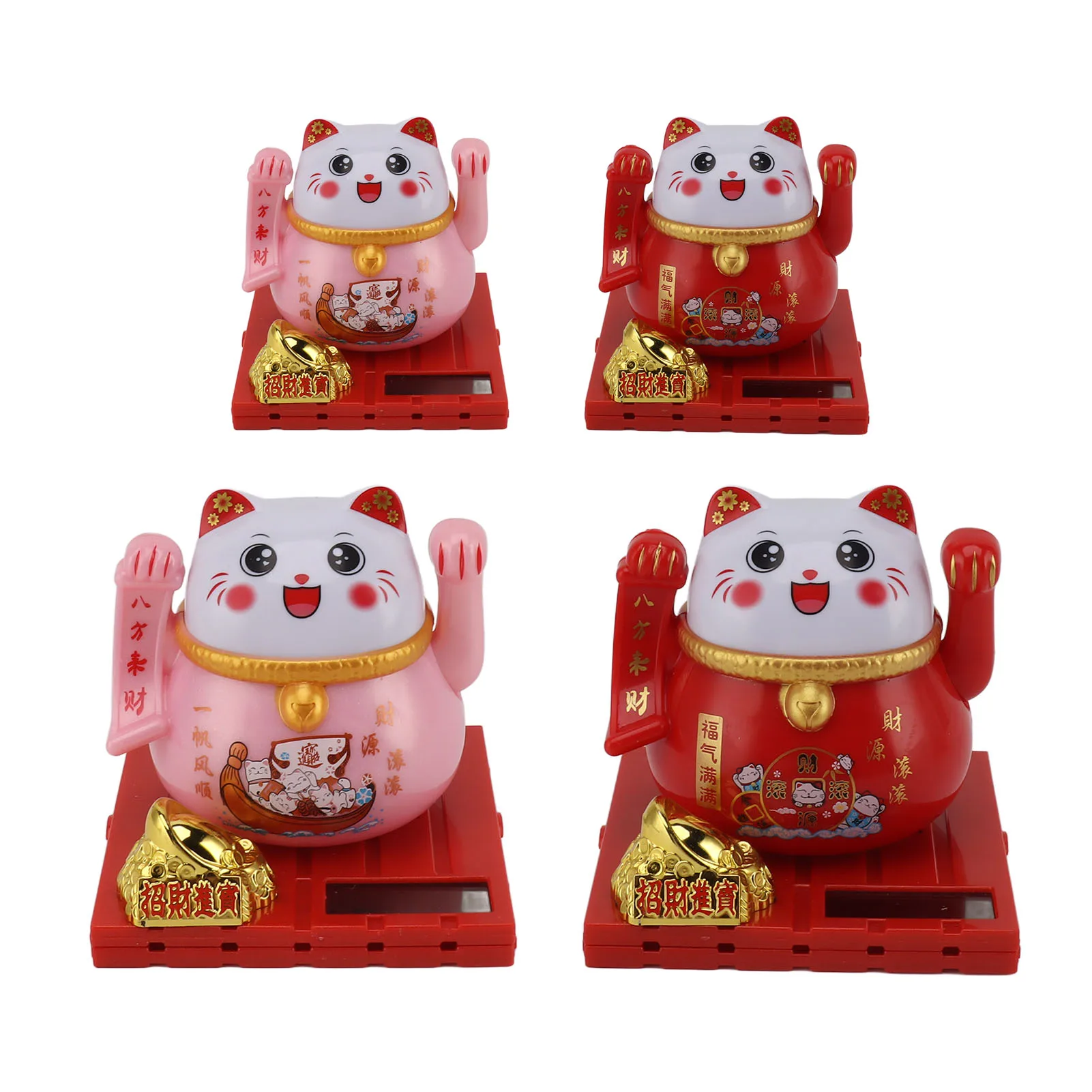 Solar Powered Waving Cat Practical Energy Saving Cute Rustproof Drop Resistant Solar Waving Cat with Transparent Box for Home