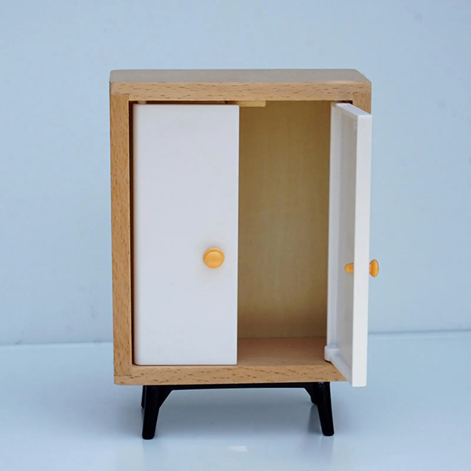 1/12 Dollhouse Wardrobe Mini Bedroom Cabinet Small Display Shelves Ornaments Tiny Storage Hutch Model Simulated Cabinet Toy