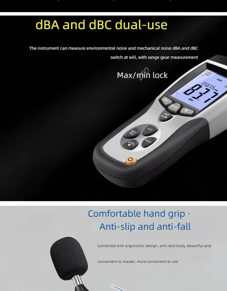 

Измеритель уровня шума DT-8852 — высокоточный измеритель децибел с USB-передачей данных и хранилищем данных 32700