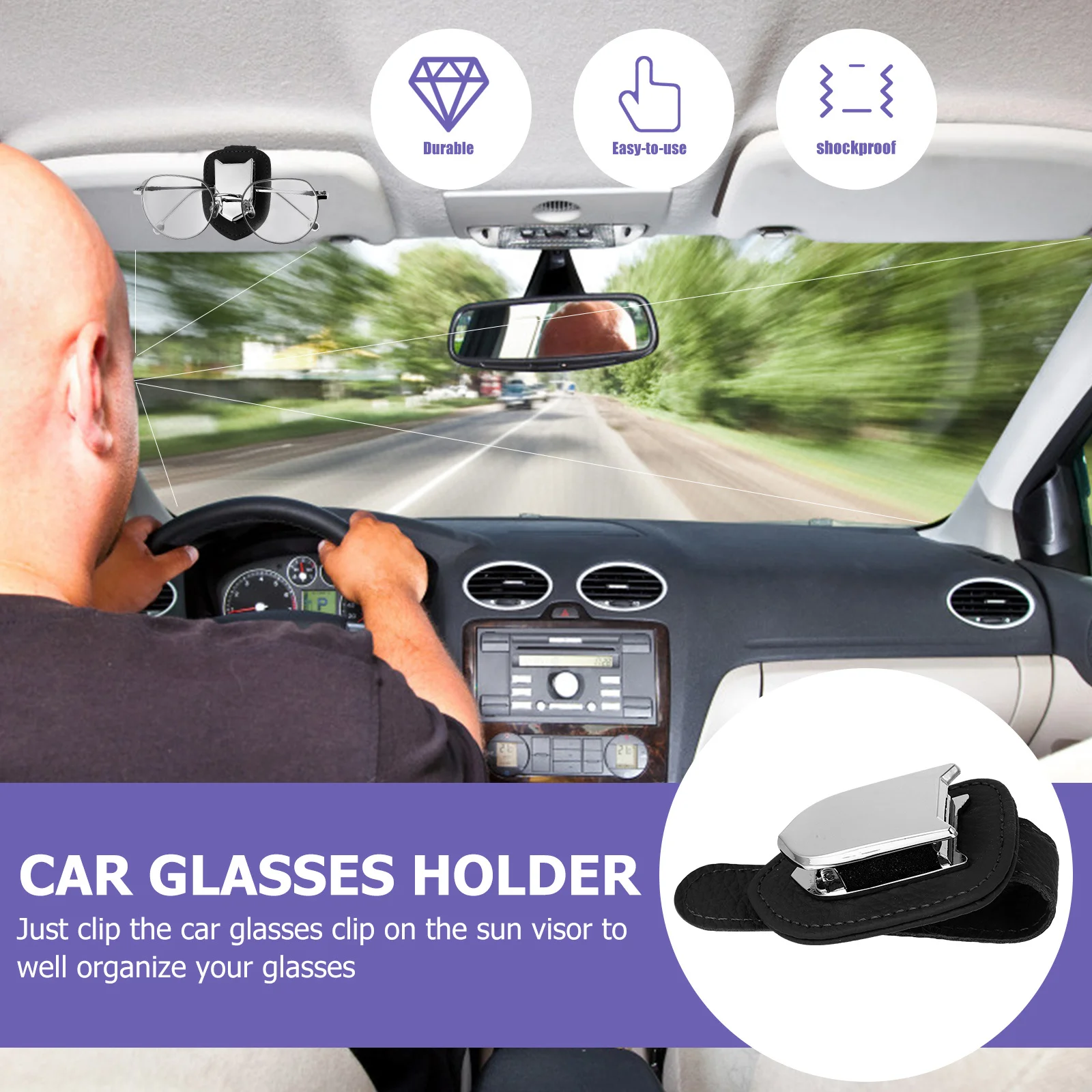

Car Glasses Visor Holder Zinc Alloy Secure Clip Prevents Dropping Scratch Organizer Sunglass Holder for Car