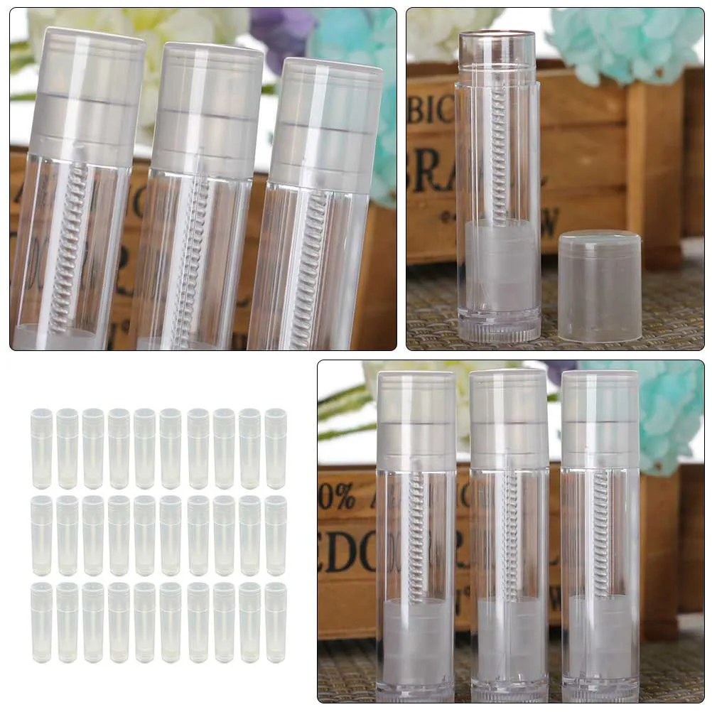 

30Pcs Lip Balm Tubes Clear 5G Refillable DIY Containers Empty Lipstick Holders Crafting Tool DIY Lip Balm Tube
