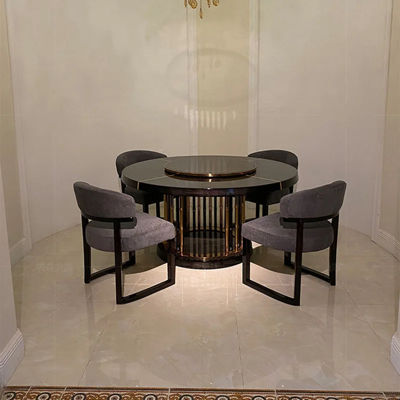 Light luxury round dining table and chairs