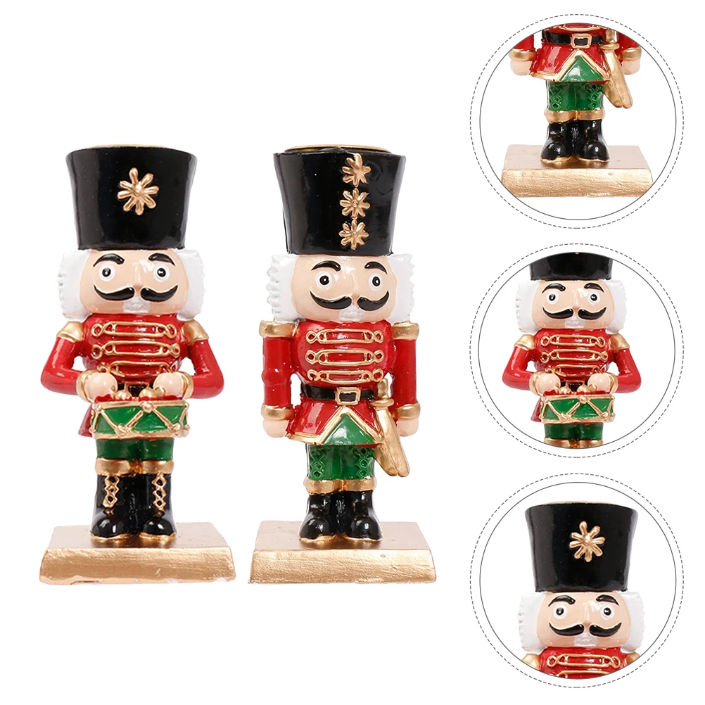 

2Pcs Resin Nutcracker Holders Vintage Christmas Rustic Xmas Dining Table Stick Centerpiece Rustic Nutcracker Decor