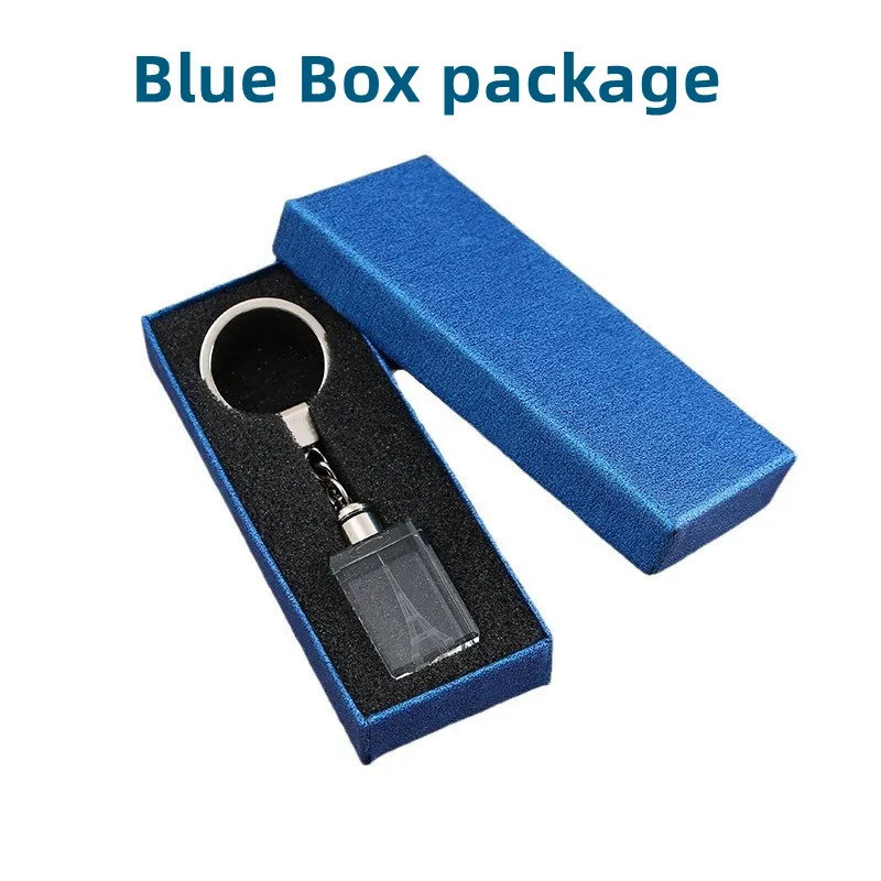 20Pcs Blank No Pattern Crystal Led Light Keychain Jewelry Pendant DIY Decoration Key Ring Birthday Friend Gift Box