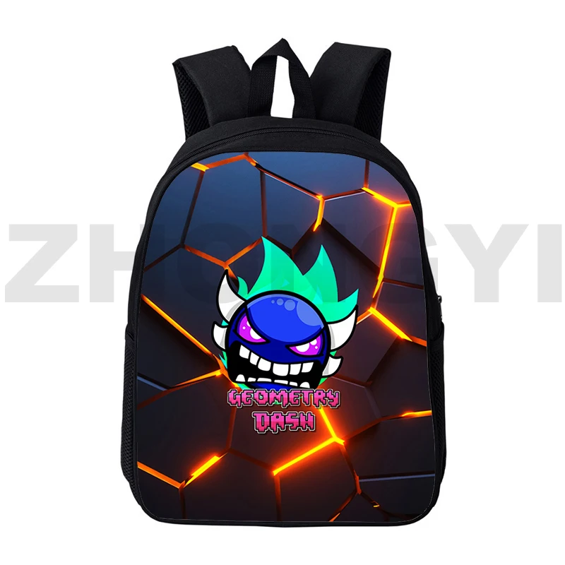 

Popular Angry Geometry Dash Backpack for Kindergarten Primary School Student Bookbag Boys Girls Daypack Lightweight Travel Bag