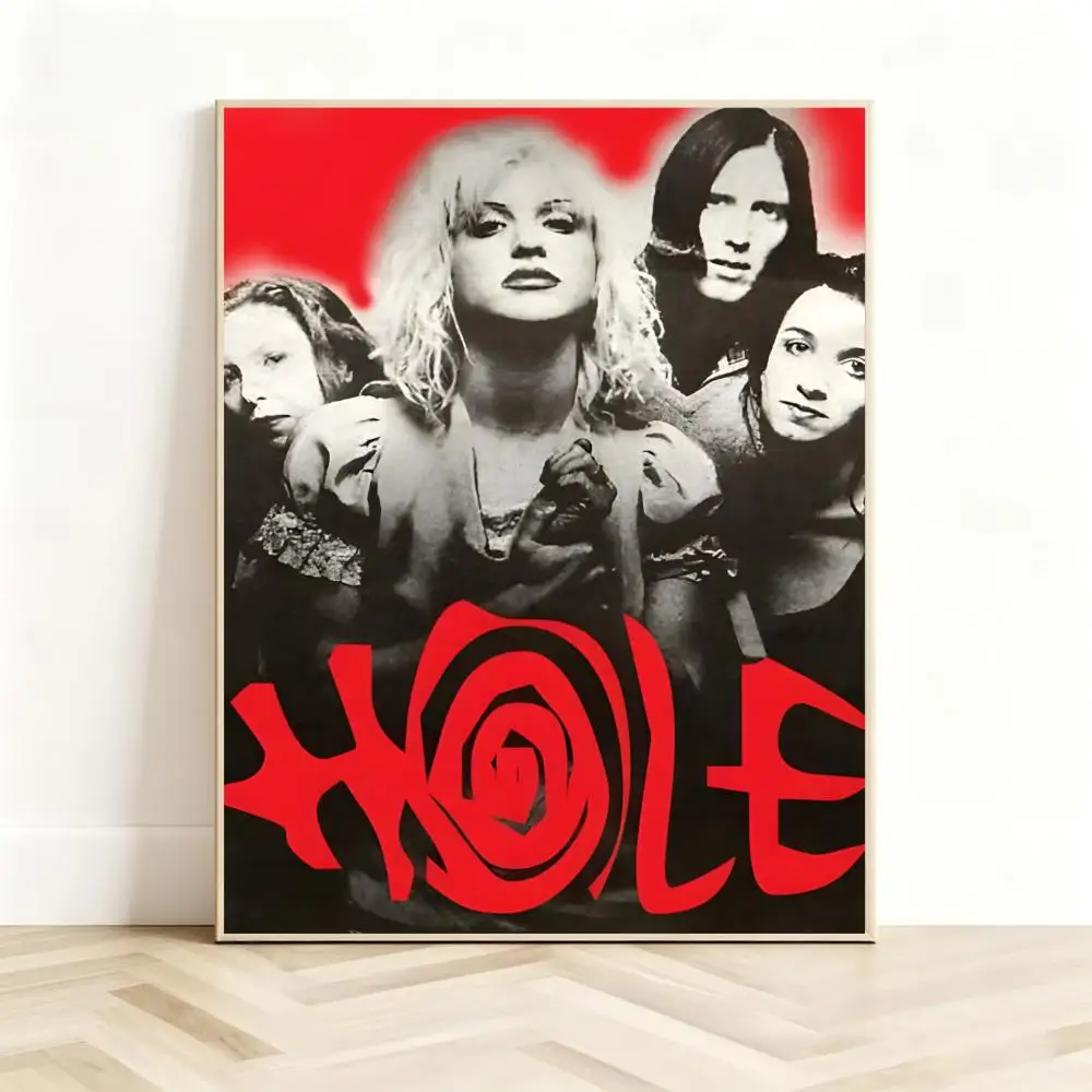 Grunge Band H-Hole Poster Classic Self-Adhesive PP Wall Sticker for Living Room Bar Decor Gift