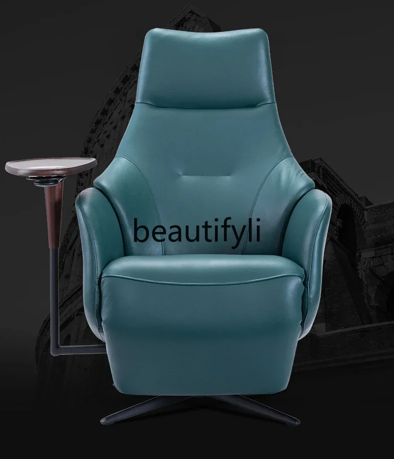 

Light luxury premium leather single sofa rotating electric living room leisure recliner sofa