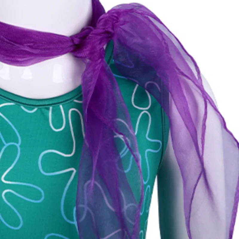 SN55Movie INSIDE OUT  Cosplay Costume Girl Wig + Scarf + Green Princess Dress 3 PCS Suit for Kids Perfect Birthday$@1w