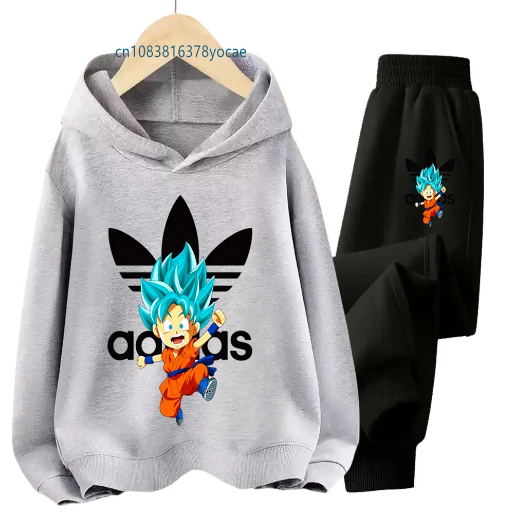 Kids Hoodie Dragon Ball Sweatshirt + Pants Boys Girls Toddler 3-12Y Pretty Girls Clothes Pullover Sports Fashion Casual Suit