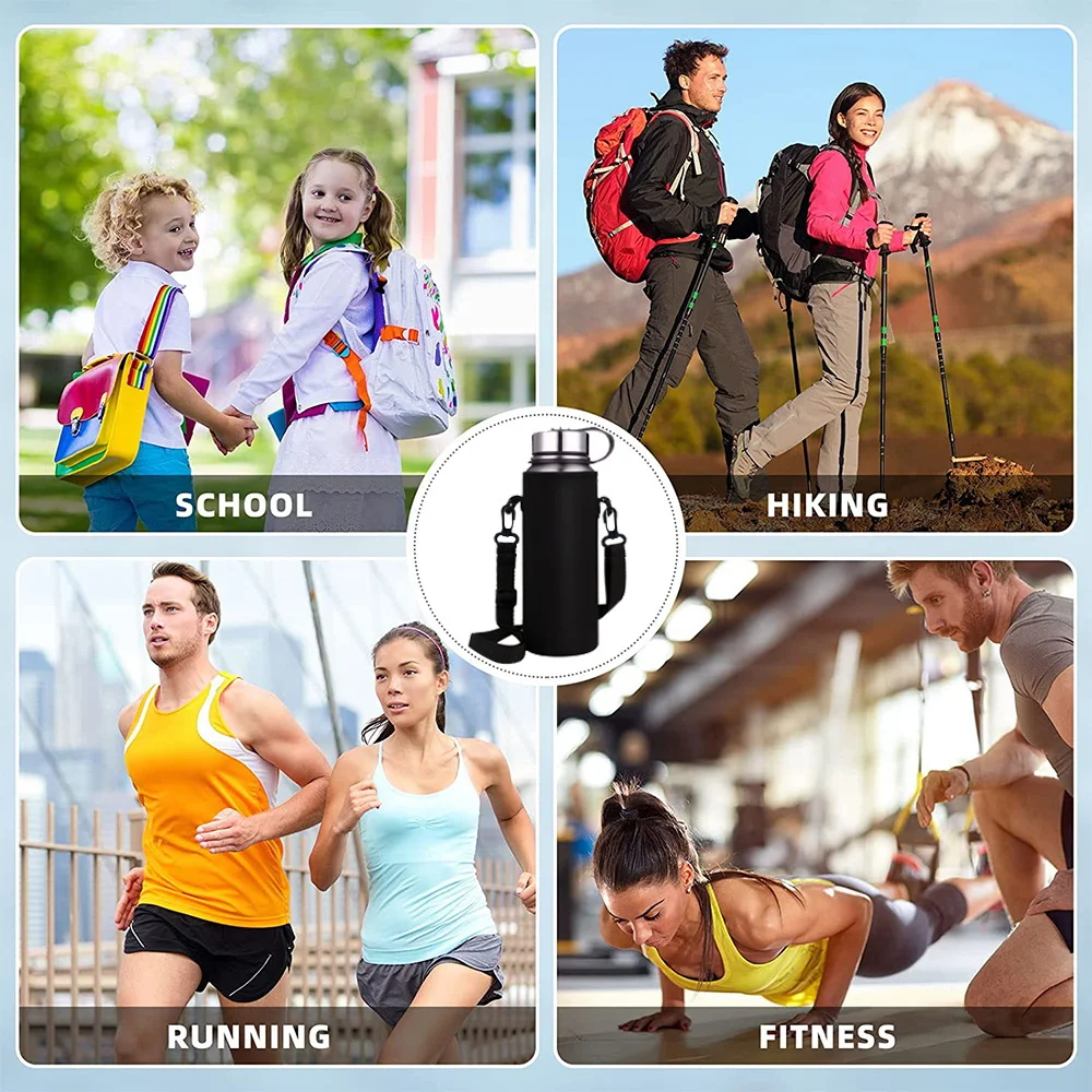 ポータブル 750ML/1000ML/1500ML スポーツウォーターボトルカバー 調整可能な断熱バッグ 魚の文字プリント 旅行用ウォーターボトルケース