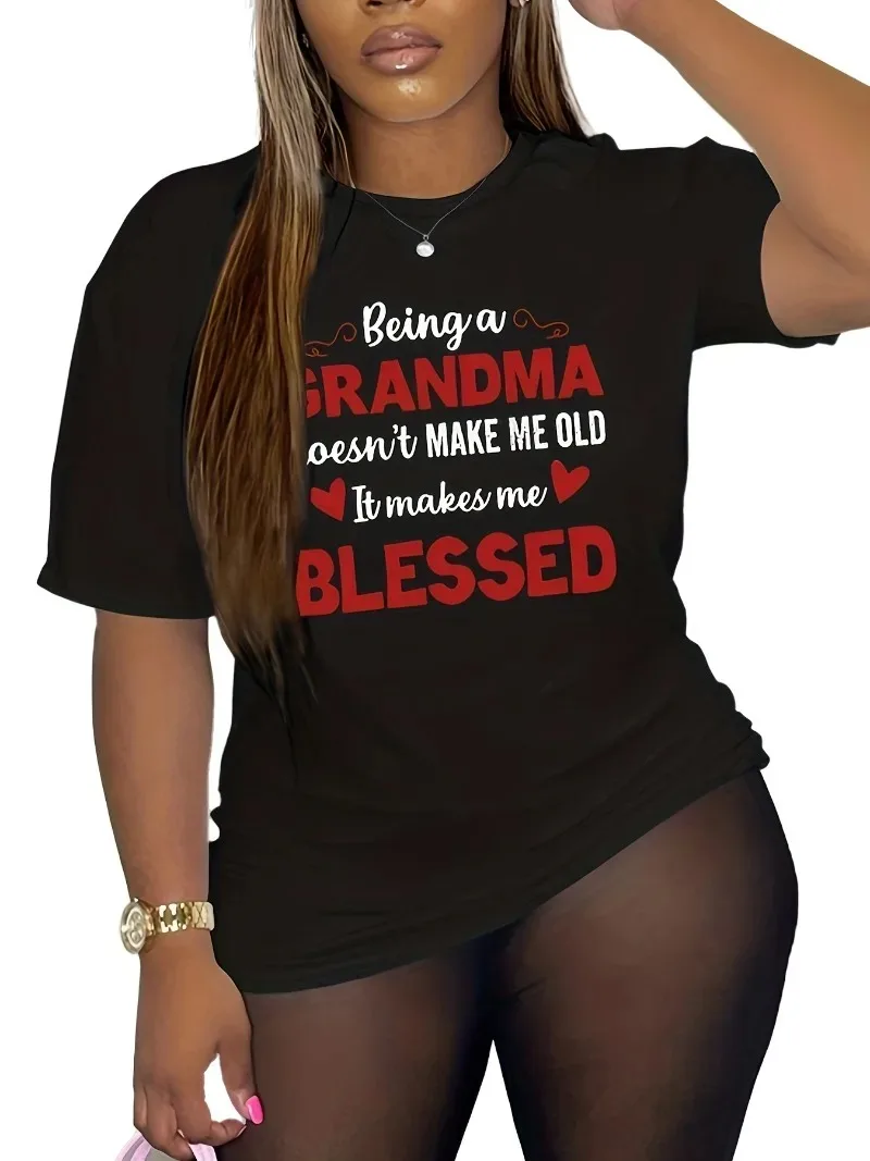 T-shirt casual classica, top estivo a maniche corte girocollo, top larghi da donna, comoda maglietta in tessuto