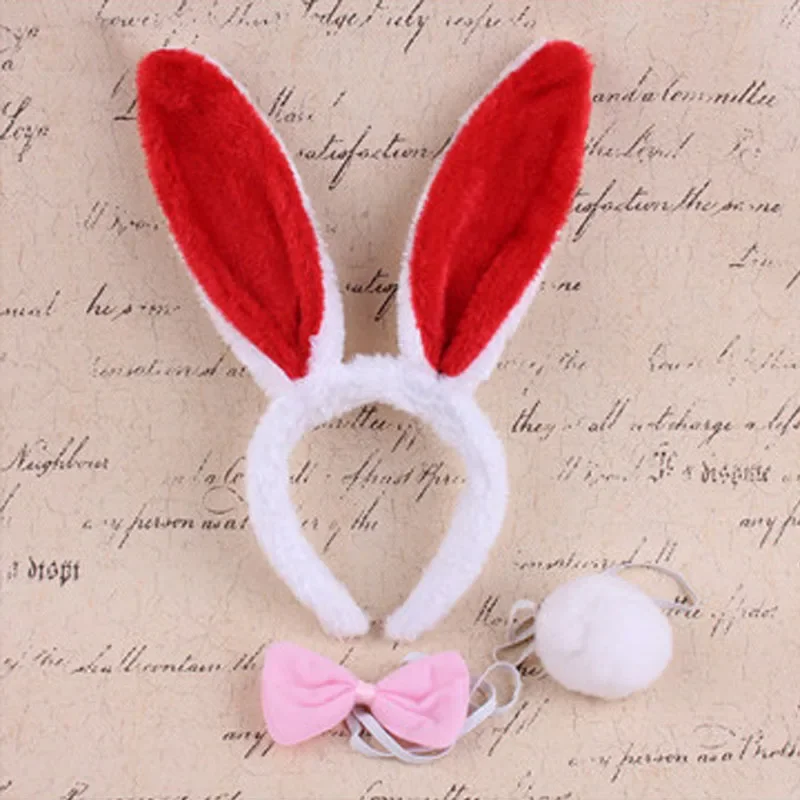 大人子供ぬいぐるみ女性ふわふわウサギの耳カチューシャテールネクタイ誕生日パーティーコスプレ衣装イースターハロウィンクリスマス