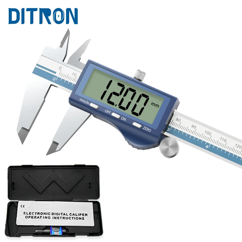 DITRON Digital Caliper 150mm Large LCD Screen Metal Stainless Steel Digital Vernier Caliper Multiple Mode Measuring Tools