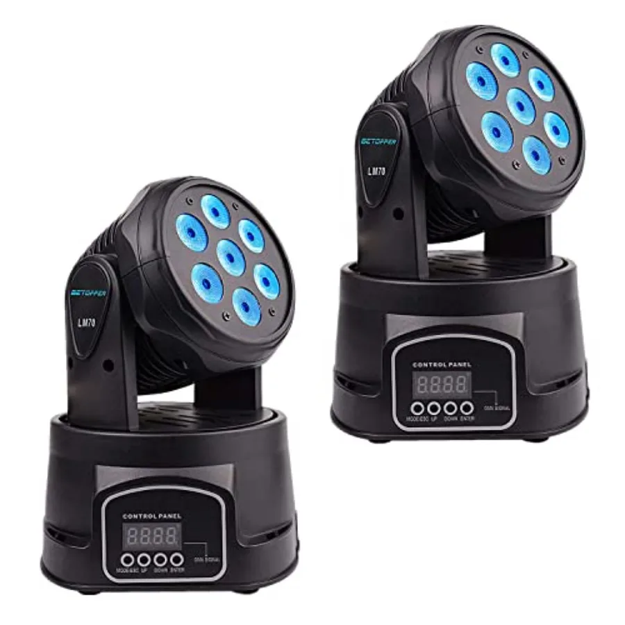 

DJ Lights Moving Head, 7x8W RGBW Sound Activated/DMX Lighting, Moving Head Lights for Stage, Party, Live, DJ, Bar, Disco Lighti