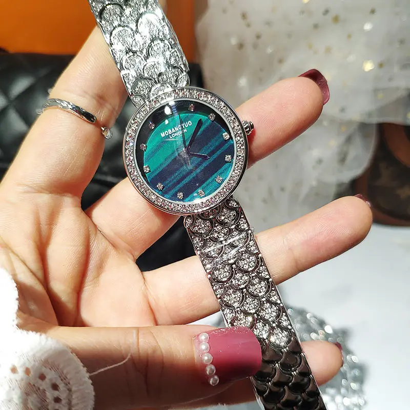 Top Brand Luxury Women Watches Crystal Diamond Quality Ladies Watch With Rhinestone Stainless Steel Wristwatch