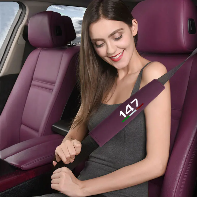 

2pc For Alfa Romeo 147 Leather car seat belt covers protect leather car seat belt covers shoulder pads for children and adults