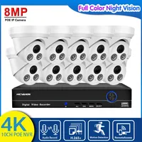 4K POE CCTV Camera Security System Kit Dome Outdoor Waterproof Color Night Vision IP Camera Video Surveillance System Kit 10CH