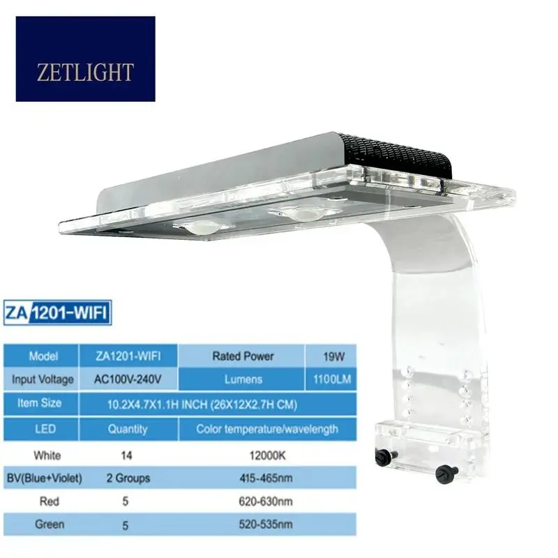 

Zetlight Aquarium Led Light ZA1201AI 22W Full spectrum seawater coral lamp through Wifi APP control light For SPS LPS Fish tank