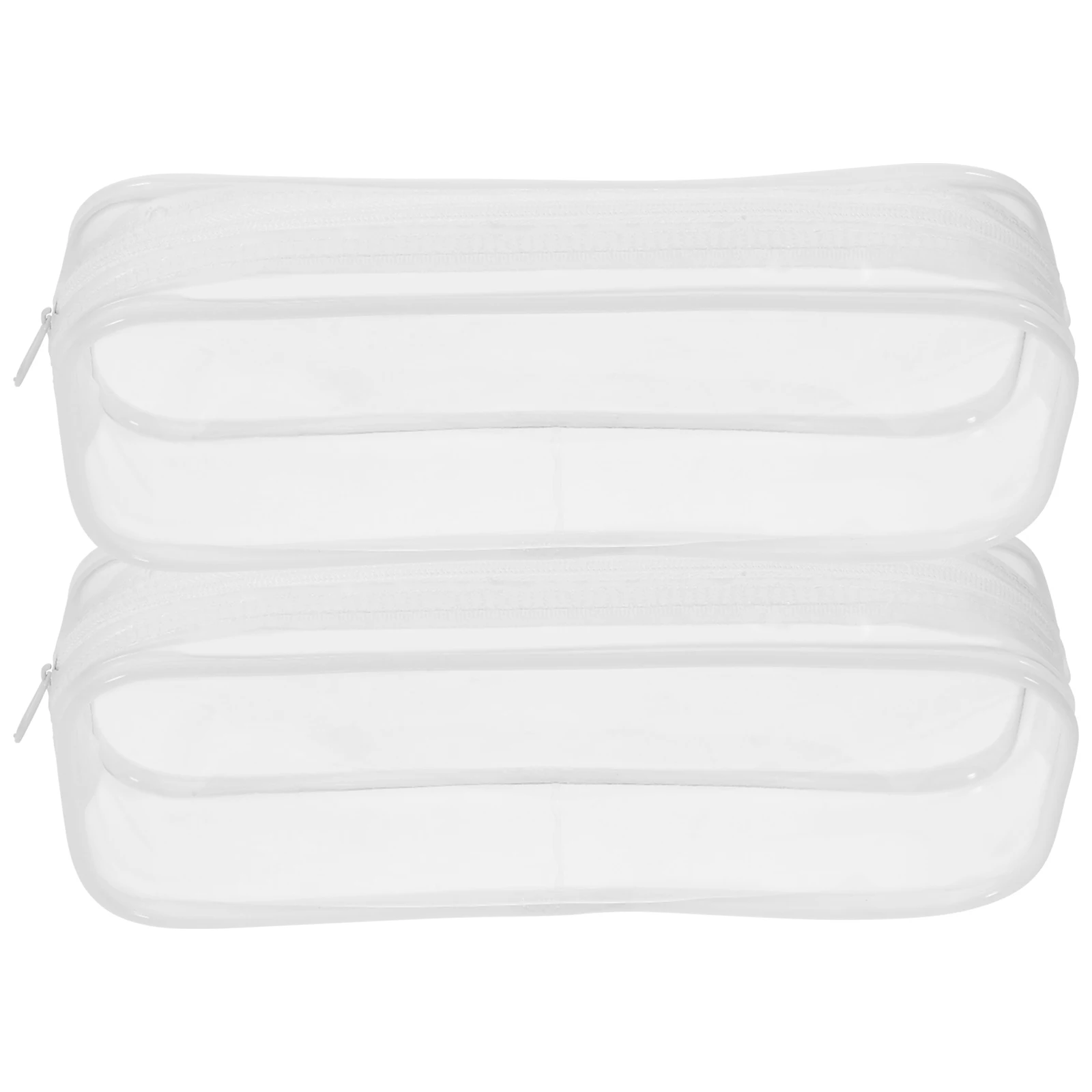 

Lovely Zipper Design Pencil Bag Stationery Storage Travel Case White Pvc Portable