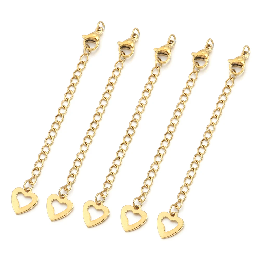 5–10 Stück Edelstahl-Verlängerungsketten mit Karabinerverschlüssen, Schwanzketten-Verbinder für die Schmuckherstellung, DIY-Armbänder, Halsketten – Detail 12