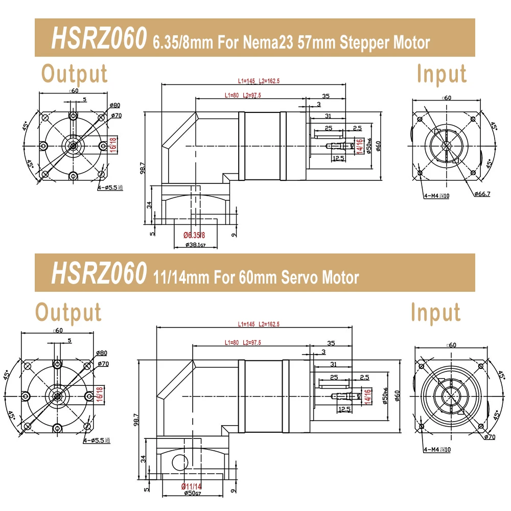 Right Angled Helical Gear Planetary Reducer High Precision 7 Arcmin Gearbox For Stepper/servo Motor For Industrial Automation view 6