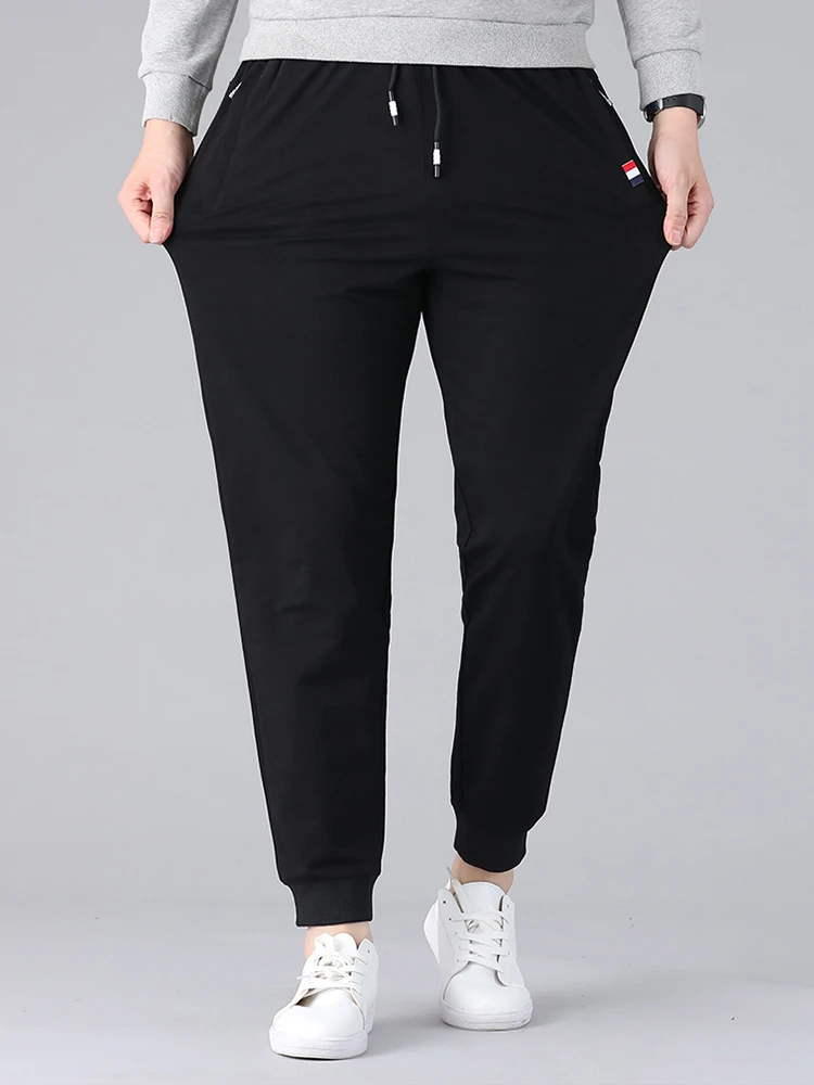 Mùa Đông Dày Ấm Nỉ Nam Dài Thấm Hút Mồ Hôi Cho Cotton Quần Jogger Plus Kích Thước 7XL 8XL Thể Thao Rời Cổ Theo Dõi Quần Có Túi Khóa Kéo