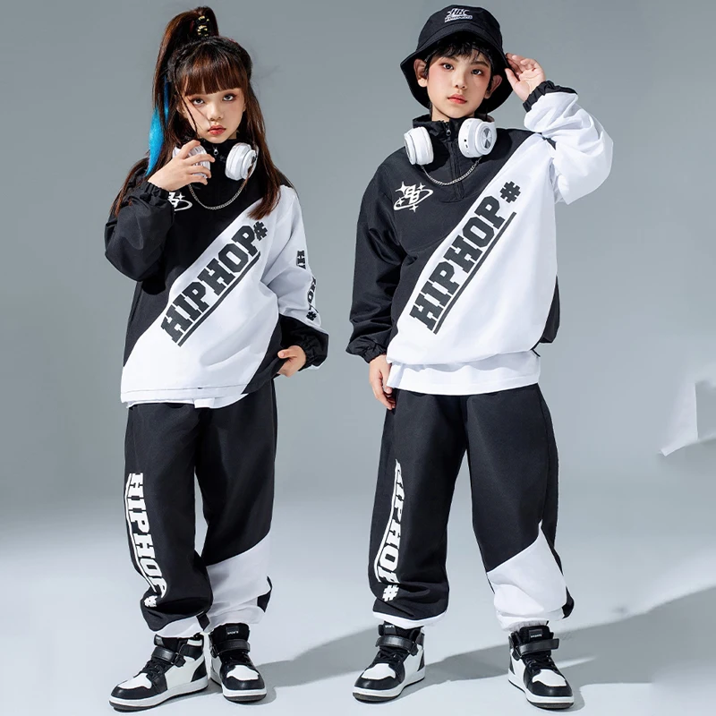 2024 Hip Hop Dance Costumes For Kids Loose Jacket Hiphop Pants Suit Boys Girls Streetwear Jazz Performance Stage Wear DQS15762