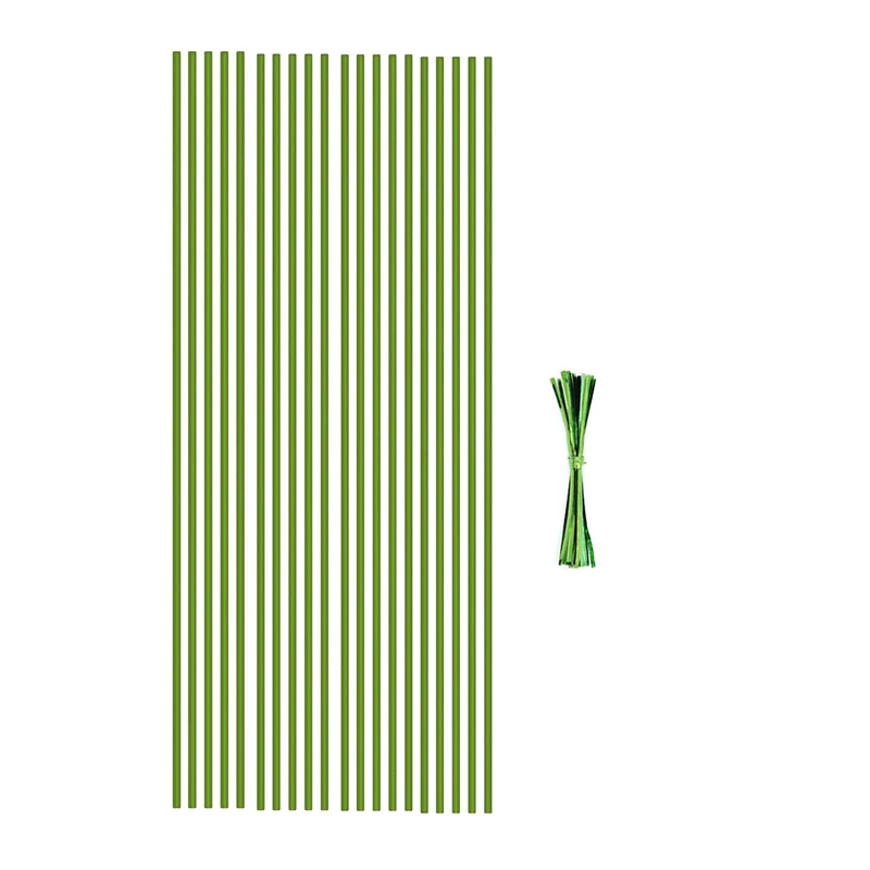 Plant Stakes Plant Support Plant Sticks Stakes Suitable For Indoor Plants,20Pcs Garden Green Bendable Single Stem