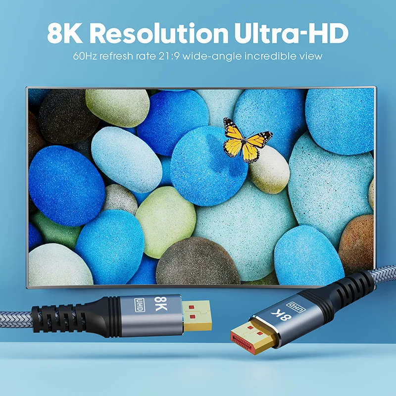 Displayport 1.4 Kabel 8K 60Hz Mini DP zu DP Kabel 4K Ultra HD Video Audio Kabel für Laptop TV Xbox Projektor Monitor – Detail 3